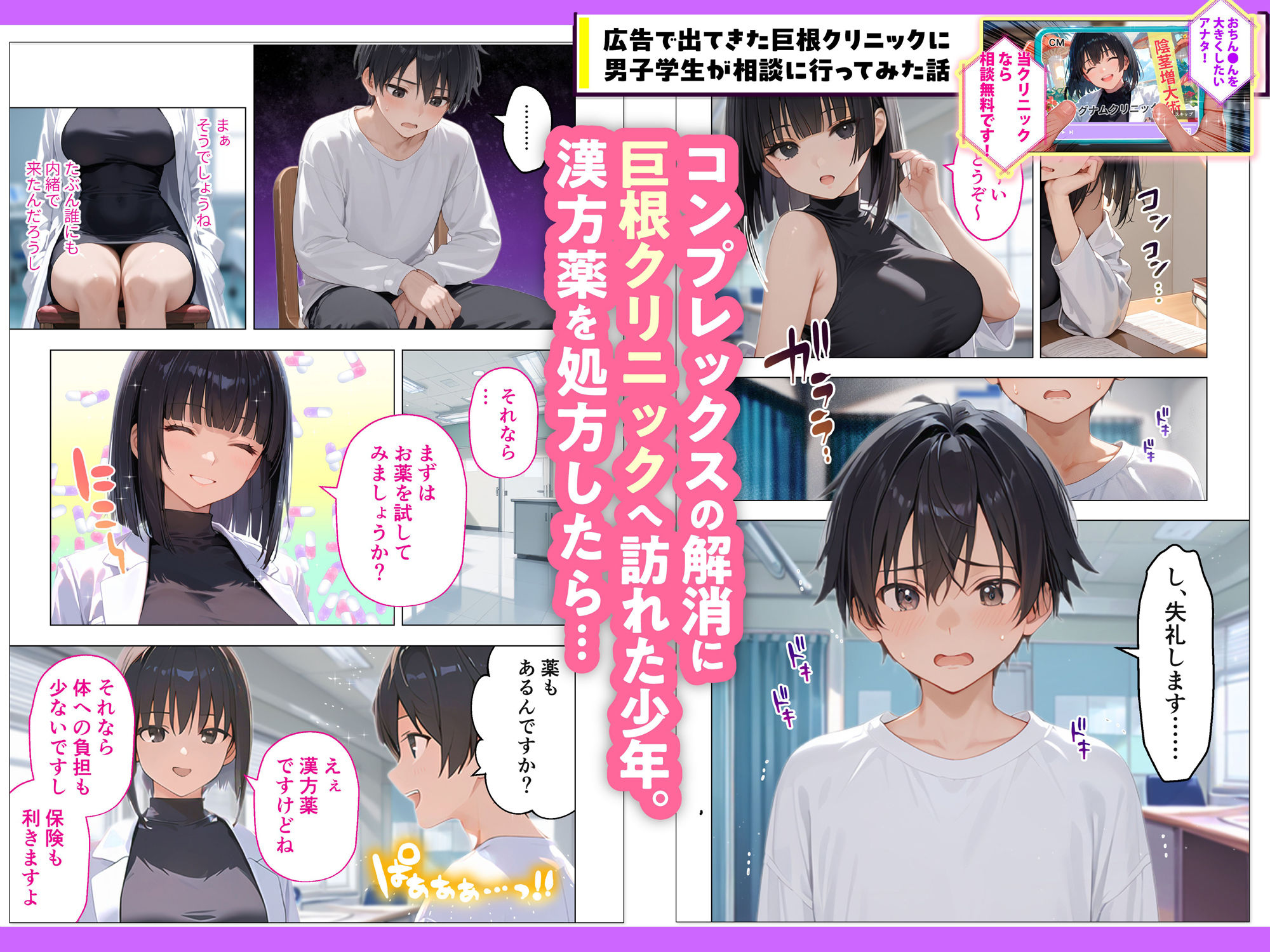 広告で出てきた巨根クリニックに男子学生が相談に行ってみた話のサンプル画像1
